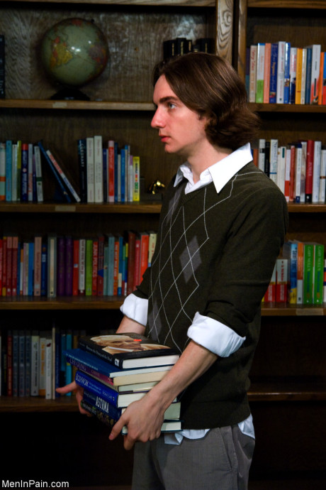 Red Hair teacher Madison young teenie gets a male student naked before caning him