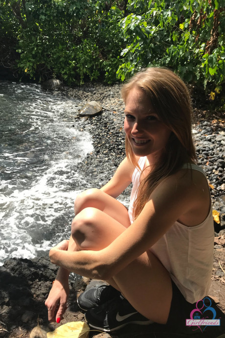 Hot gf Ashley Lane flaunts her delicious shiny booty and hot snatch