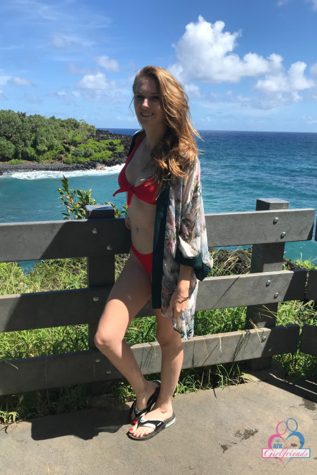 Hot gf Ashley Lane flaunts her delicious shiny booty and hot snatch